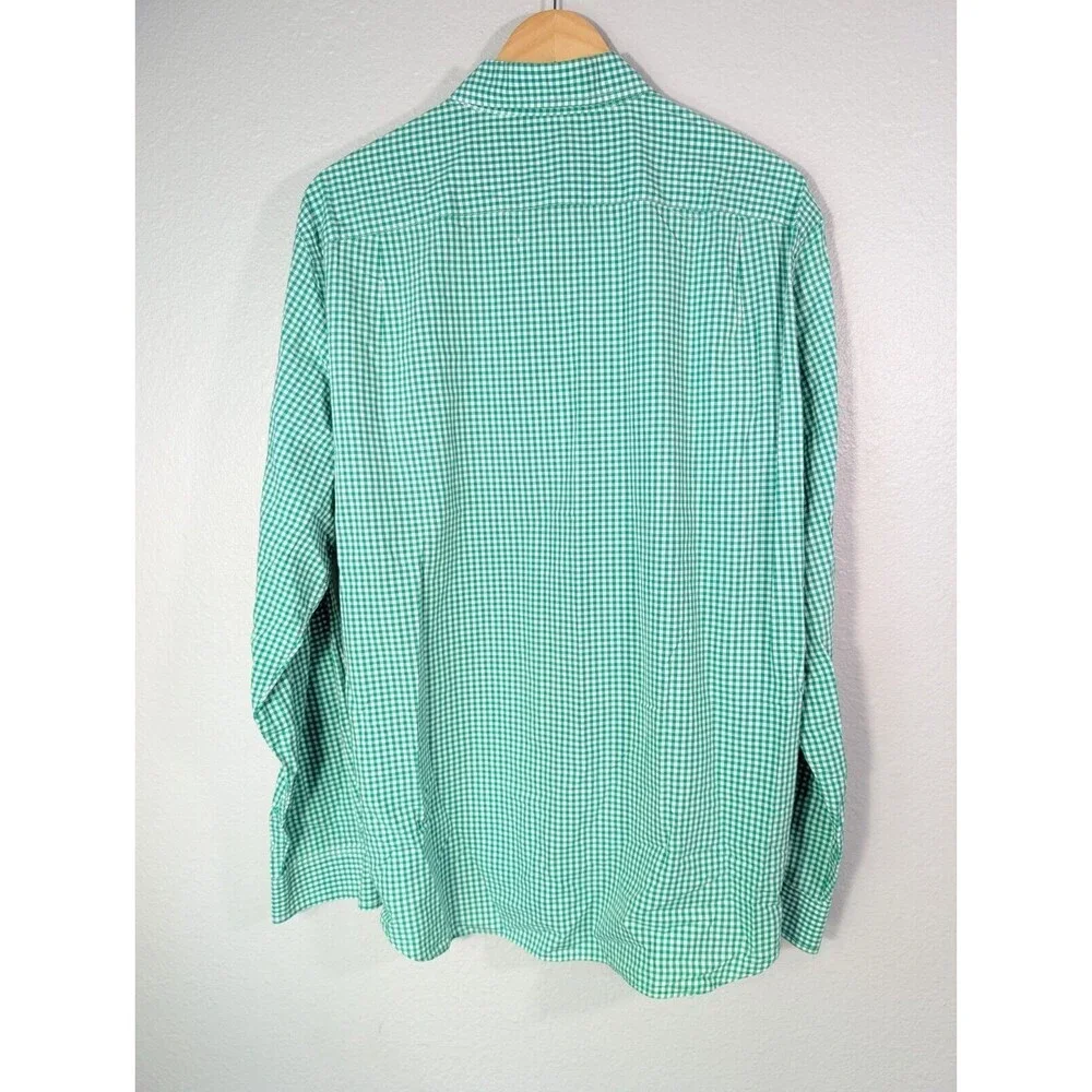 J.Crew Shirt Men Large Green‎ Gingham Button Up Long Sleeve Lightweight 108